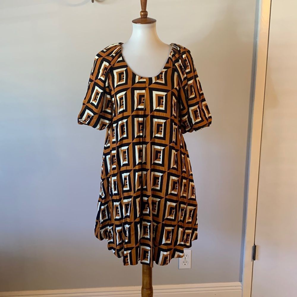 Anthropologie Geometric Brown and Black Dress